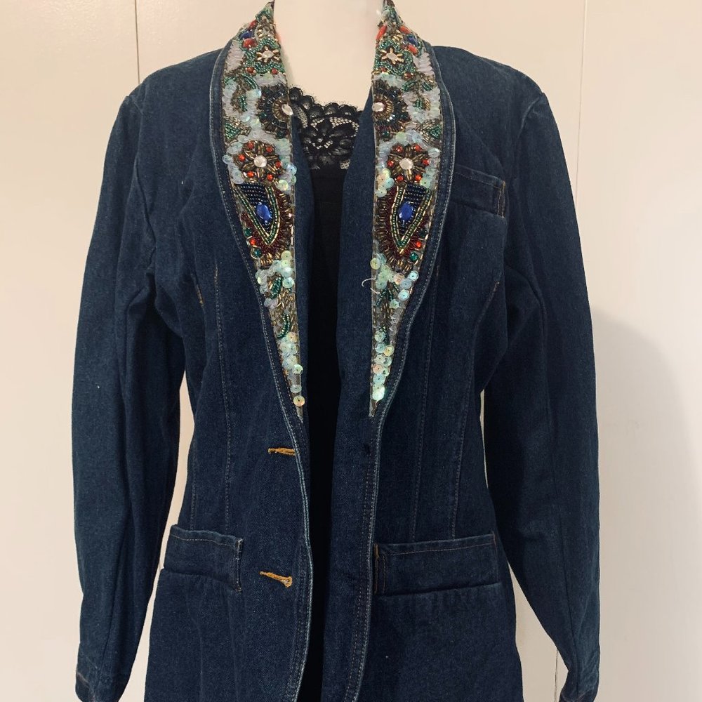 90's IB Diffusion Beaded Denim Jacket